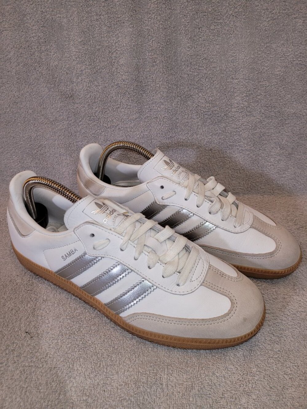 Adidas Samba OG Women's Size 9 White Silver Tan Gum Sole Sneakers JI2725 (#2443) - Picture 9 of 16